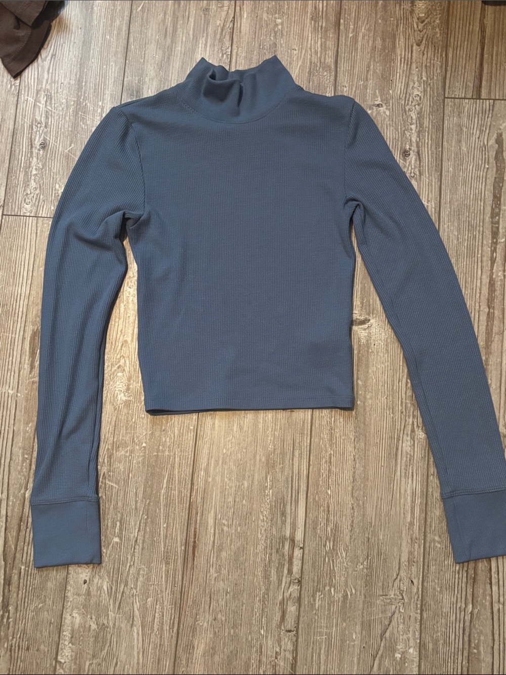 American Eagle Mock Neck Long Sleeve Top - Slate Blue